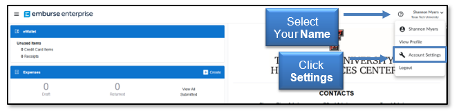 Select your name and then click Account Settings