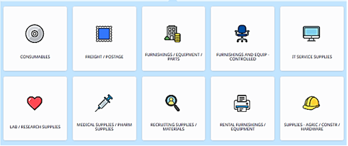 Equipment/Supplies sub-icons from Emburse Enterprise system