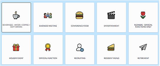 Food and Entertainment sub-icons from Emburse Enterprise system