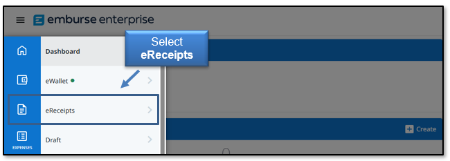 Select the eReceipts option