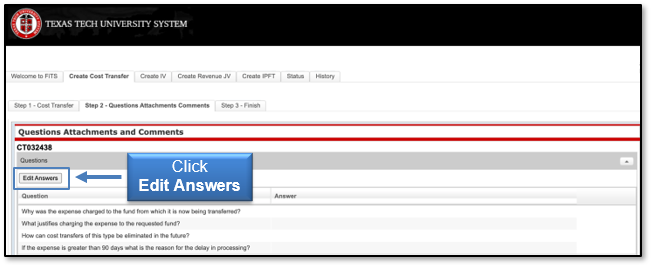 Click Edit Answers button