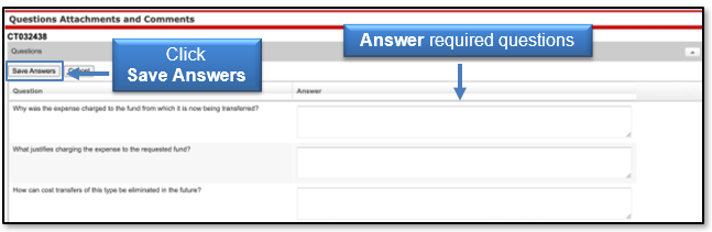 Answer the required questions then click Save Answers