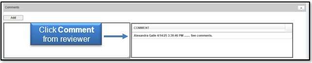 Click Comment from reviewer