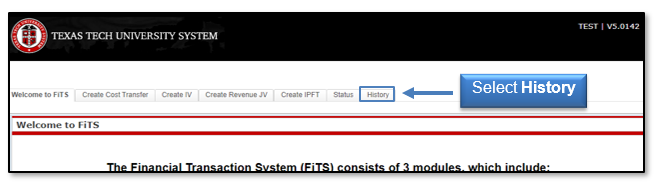 Select History Tab