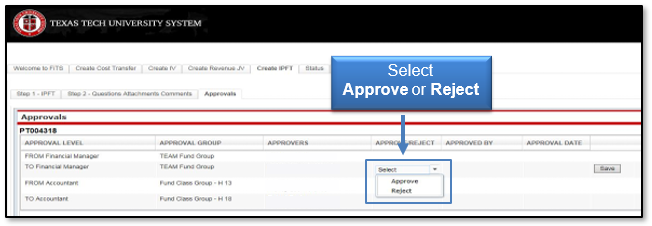 Select Approve or Reject