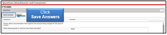 Click Save Answers button