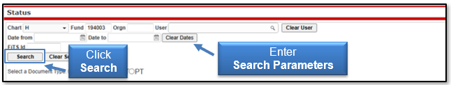 Enter Search Parameters, click Search