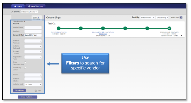 use the filters to search for specific vendors
