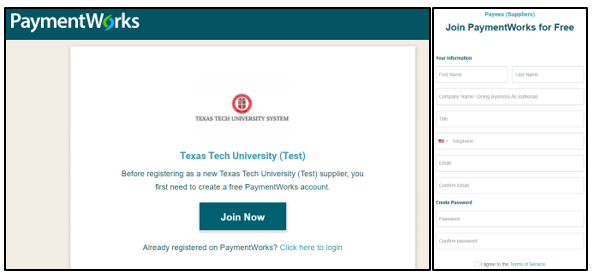 PaymentWorks system login or join now web page