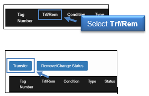 Select Trf/Rem from column then choose Transfer box