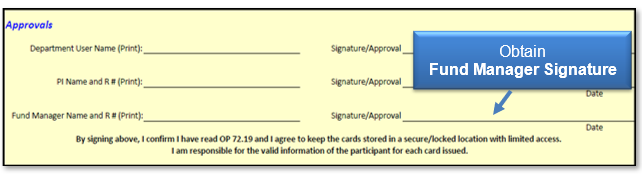 Obtain the Fund Manager's signature for Approval