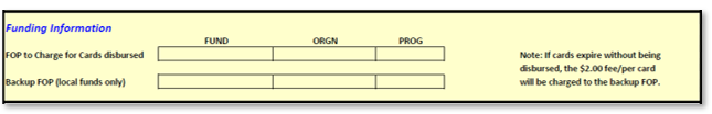 The Funding Information or FOP regarding the cards