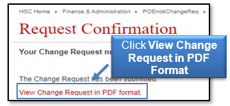 Click View Change Request in PDF format