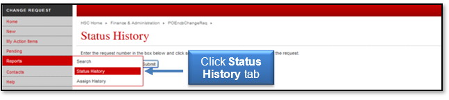 Click the Status History tab