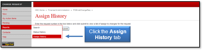 Click the Assign History tab