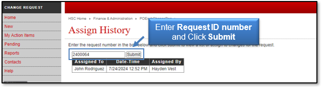 Enter the Request ID Number and click Submit