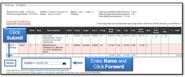Enter Name and Click Forward or Click Submit