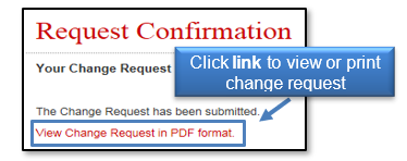 Click the link to view or print change request