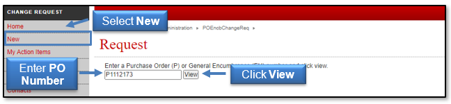 Select New, enter PO Number, and click View