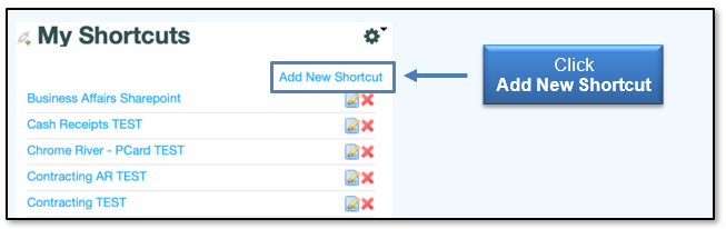 Click Add New Shortcut