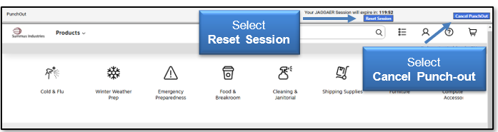 Select Reset Session or Cancel Punch-out