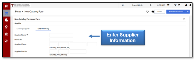 Enter the Supplier Information