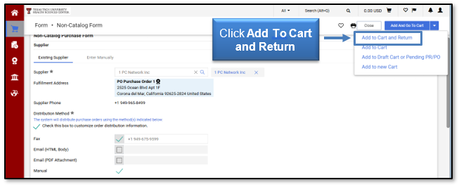 Click Add To Cart and Return