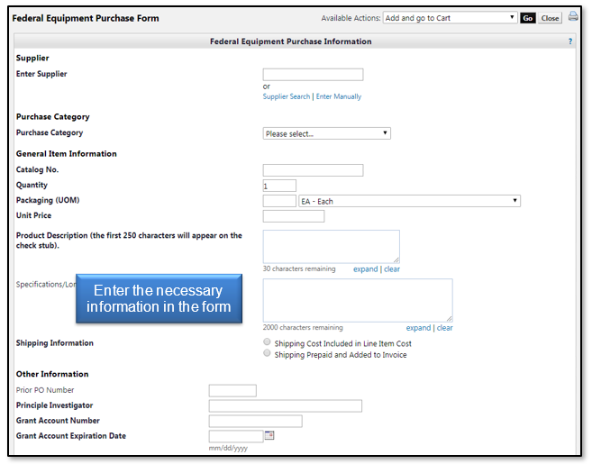 Enter the necessary information in the form