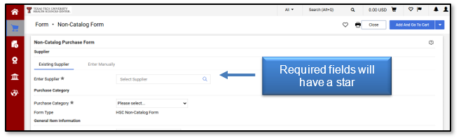 Required fields will have a star