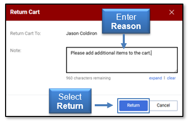 Enter a reason and then the Return button