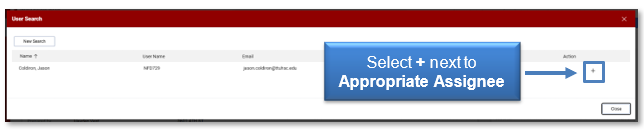 Click the plus sign next to the appropriate assignee