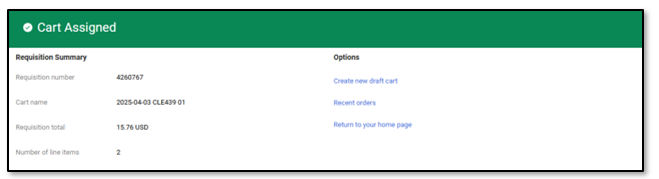Email message cart assigned