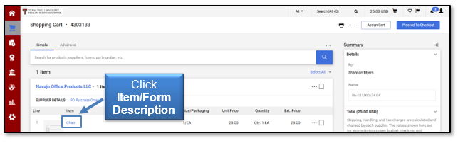 Click Item/Form Description