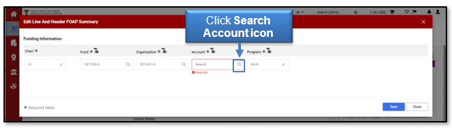Click the Search Account icon