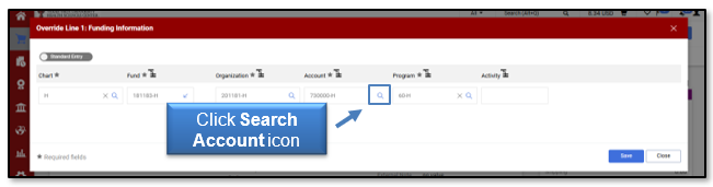 Click Search Account icon