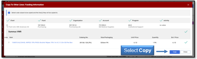 Select the Copy button