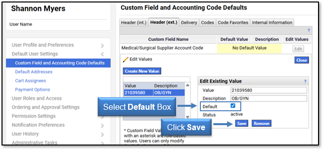 Select the Default checkbox, then click Save