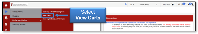 Select the View Carts from the left navigation