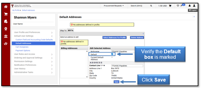 Verify the Default box is marked and click save