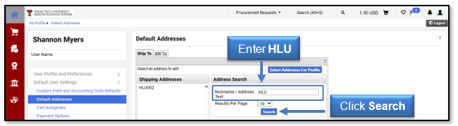 Enter HLU and click Search button