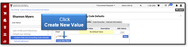 Click Create New Value icon