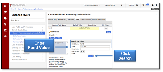 Enter Fund Value and click Search