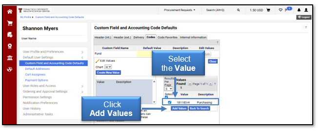 Select the Value checkbox and click Add Value button
