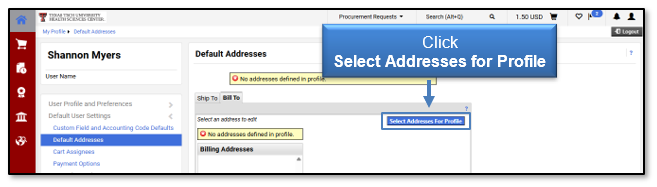 Click the button Select Addresses for Profile