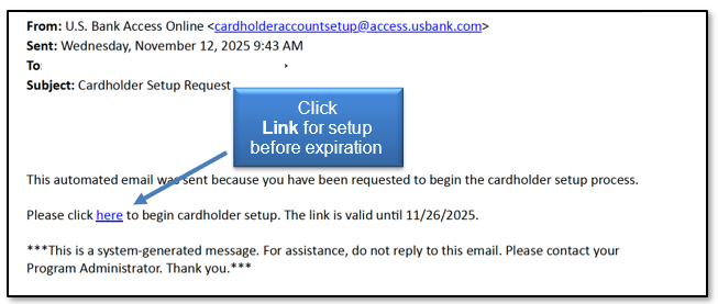 Click link for setup before expiration