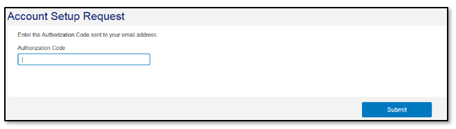 Enter Email Specific Authorization Code then click submit