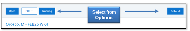 Image: Select from Open, PDF, Tracking, or Recall options.