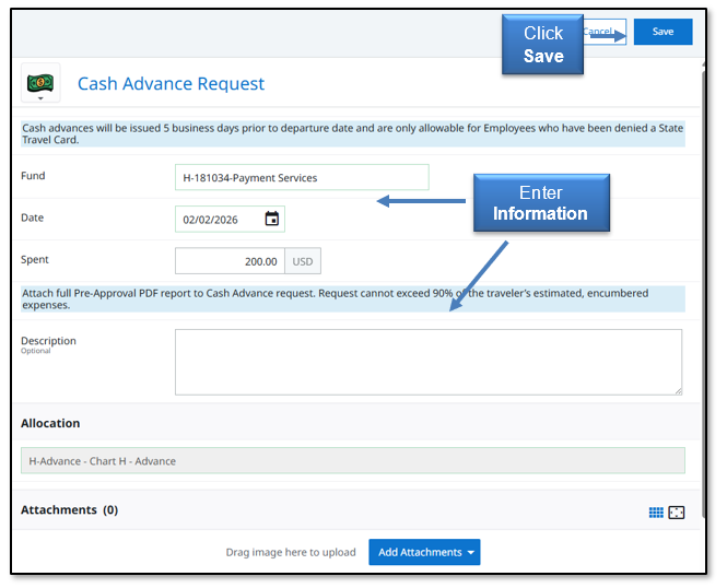 Image: Enter information, click save.