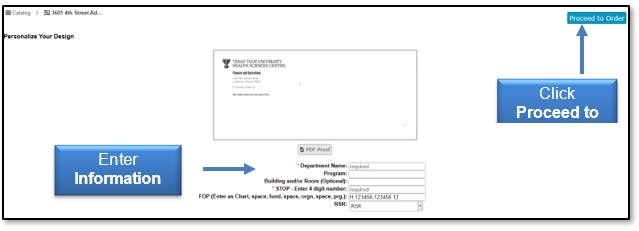 Image: Enter information then click Proceed to Order.