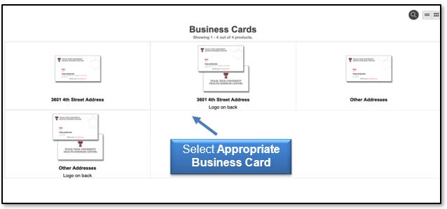 Image: Select appropriate business card.